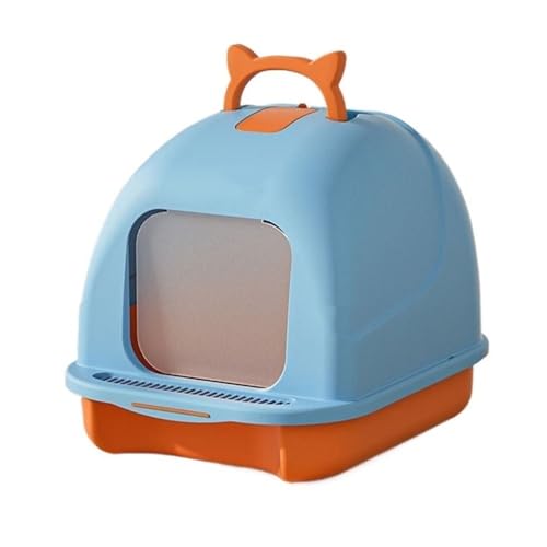 Katzentoilette, Geschlossene Katzentoilette mit Deckel und Schaufel, auslaufsicher, leicht zu reinigen, antihaftbeschichtet Katzentoilette(Blue) von UANFHWZF