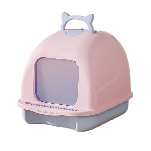 Katzentoilette, Geschlossene Katzentoilette mit Deckel und Schaufel, auslaufsicher, leicht zu reinigen, antihaftbeschichtet Katzentoilette(Pink) von UANFHWZF