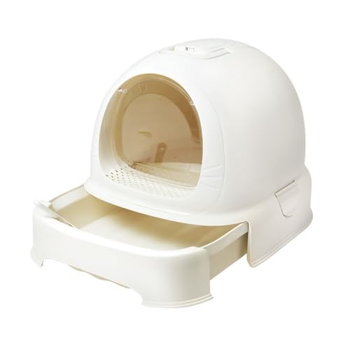 Katzentoilette, Geschlossene Katzentoilette mit Haube und Griff, tragbare Sichtschutztoilette mit Schublade Katzentoilette(White) von UANFHWZF