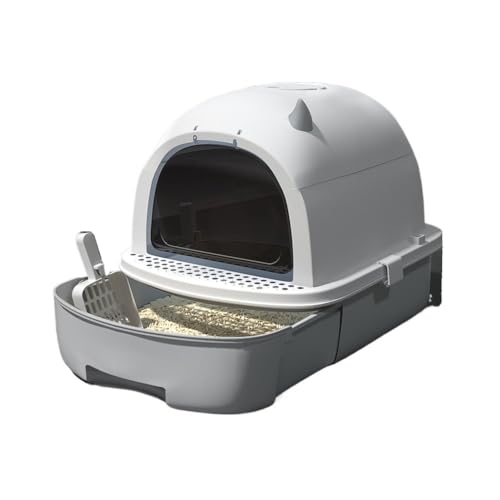 Katzentoilette, Geschlossene Katzentoilette mit Schaufel, Einstieg von Oben, Spritzschutz und leicht zu reinigen Katzentoilette(Gray) von UANFHWZF