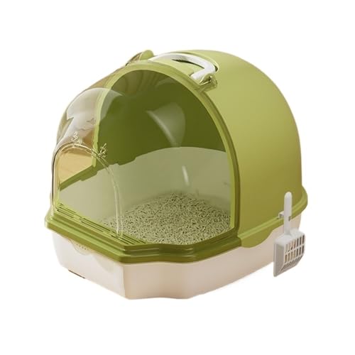Katzentoilette, Geschlossene Katzentoilette mit Türklappe und Griff, Spritzschutz-Katzentoilette Katzentoilette(Green) von UANFHWZF