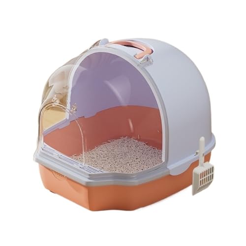 Katzentoilette, Geschlossene Katzentoilette mit Türklappe und Griff, Spritzschutz-Katzentoilette Katzentoilette(Purple) von UANFHWZF