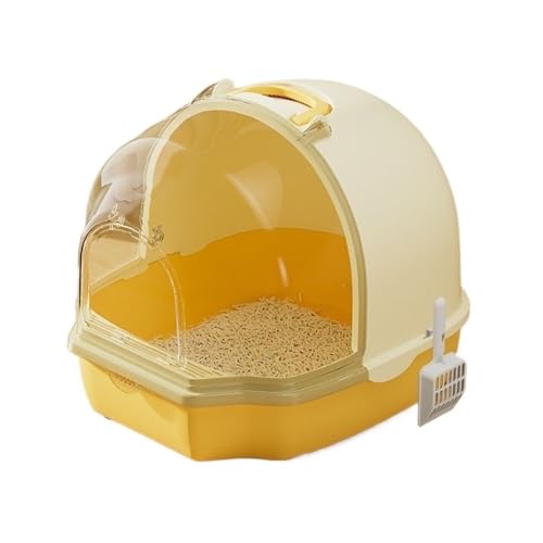 Katzentoilette, Geschlossene Katzentoilette mit Türklappe und Griff, Spritzschutz-Katzentoilette Katzentoilette(Yellow) von UANFHWZF