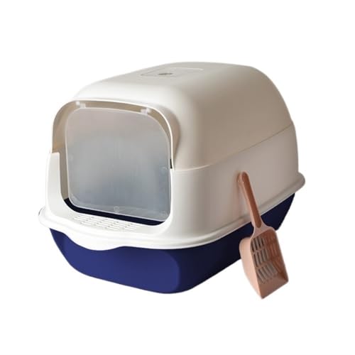Katzentoilette, Große, geschlossene Katzentoilette mit Deckel und Schaufel, Blackout-Sichtschutz-Design Katzentoilette(Blue) von UANFHWZF