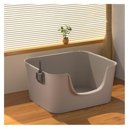 Katzentoilette, Große, spritzwassergeschützte Katzentoilette mit hohen Seitenwänden, leicht zu reinigende Katzentoilette inklusive Schaufel Katzentoilette(Gray) von UANFHWZF