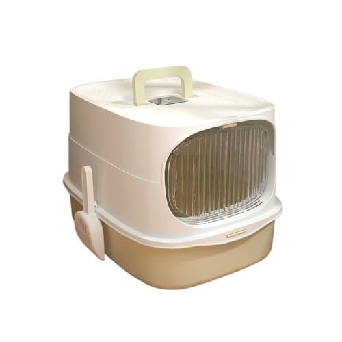 Katzentoilette, Große Katzentoilette aus Kunststoff mit Deckel und Schaufel, hohe Seitenwände for große Katzen Katzentoilette(White) von UANFHWZF