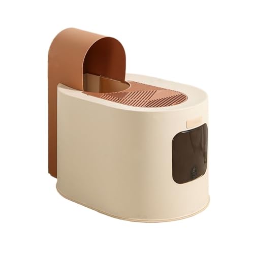 Katzentoilette, Große Katzentoilette mit Haube, Deckel, Spritzschutz und leicht zu reinigender Schale Katzentoilette(Brown) von UANFHWZF