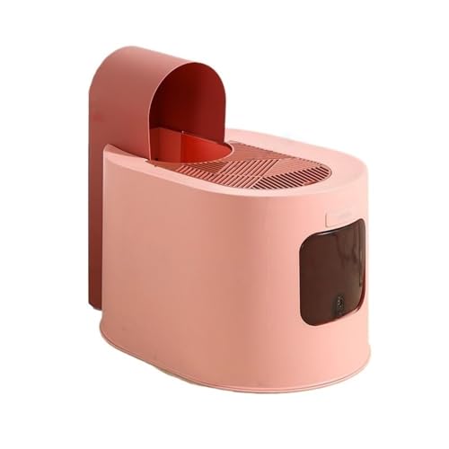 Katzentoilette, Große Katzentoilette mit Haube, Deckel, Spritzschutz und leicht zu reinigender Schale Katzentoilette(Pink) von UANFHWZF