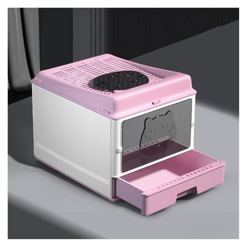 Katzentoilette, Halbgeschlossene Katzentoilette aus Kunststoff mit Schaufel for alle Katzengrößen Katzentoilette(Pink) von UANFHWZF