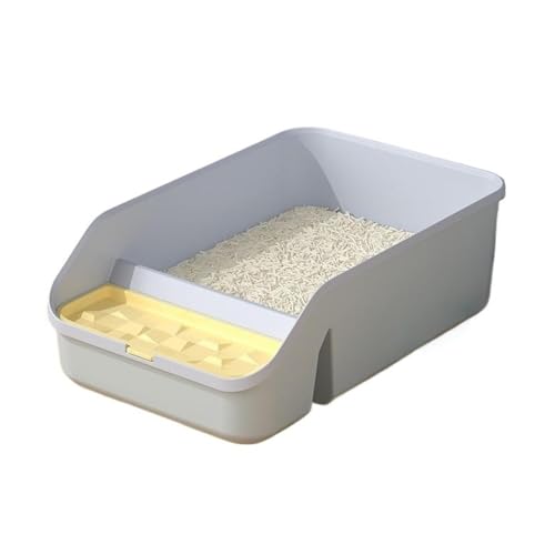 Katzentoilette, Katzentoilette mit offener Oberseite und hohen Seitenwänden, halbgeschlossene Katzentoilette for Hauskatzen Katzentoilette(Blue) von UANFHWZF