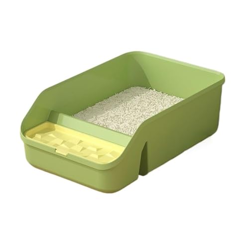 Katzentoilette, Katzentoilette mit offener Oberseite und hohen Seitenwänden, halbgeschlossene Katzentoilette for Hauskatzen Katzentoilette(Green) von UANFHWZF