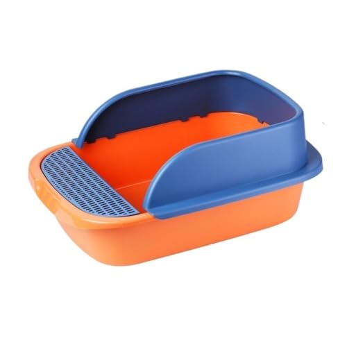 Katzentoilette, Spritzwassergeschützte halbgeschlossene Katzentoilette, rechteckige Katzentoilette Katzentoilette(Blue,M) von UANFHWZF