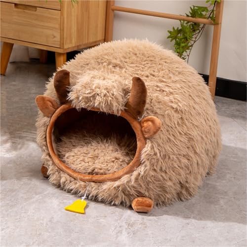 Geschlossenes Katzenbett für Hauskatzen, warmes Vier-Jahreszeiten-Plüsch-Haustierhaus mit abnehmbarem Pad mit rutschfester Unterseite, Winter-Haustierunterstand für Kätzchen und kleine Hunde, 45 x 40 von UASNHU