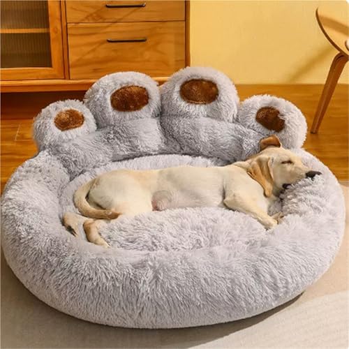 UASNHU Großes Plüsch-Hundebett, beheiztes, warmes Haustierbett für vier Jahreszeiten, mit rutschfester Unterseite, maschinenwaschbar, Hundematte für den Innenbereich, Kaffee/Grau/Rosa (Grau, M) von UASNHU