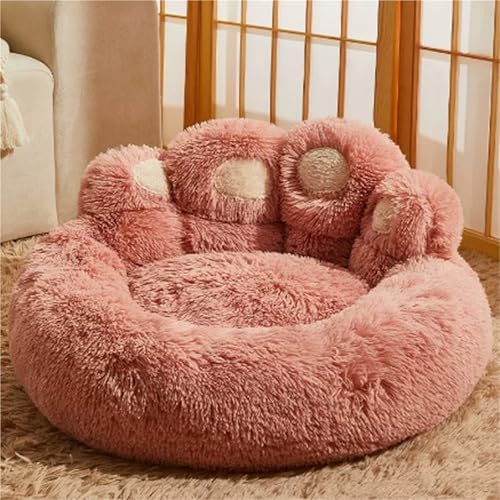 UASNHU Großes Plüsch-Hundebett, beheiztes, warmes Haustierbett für vier Jahreszeiten, mit rutschfester Unterseite, maschinenwaschbar, Hundematte für den Innenbereich, Kaffee/Grau/Rosa (Rosa, M) von UASNHU