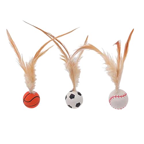 UATARU 3PCS Cat Bouncy Ball with Feather, Bouncy Tails Cat Toys for Indoor Cats, Mini Basketball Soccer Baseball Interactive Bouncy Ball Toy for Cat Dog Pet UATARU 3PCS Cat Bouncy Ball with Feather, Bouncy Tails Cat Toys for Indoor Cats, Mini Basketball Soccer Baseball Interactive Bouncy Ball Toy for Cat Dog Pet von UATARU