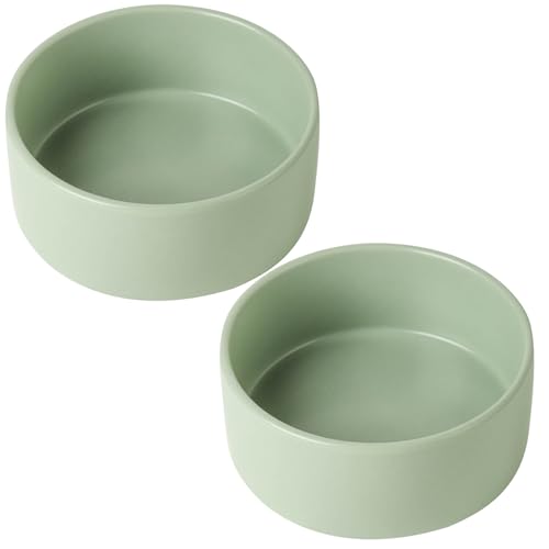 UBEE Keramik Hundenapf 2er Set, 13.0 cm Hundenapf Futternapf, Haustierfutter Wassernapf Fütterung für kleine Hunde und große Katze, Salbeigrün von UBEE