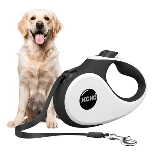 UBETTER Rollleine Hundeleine 5m Schwarz, Mit Rutschfestem Griff und Schnellbremsknopf, Rollleine für Hunde, Gurt, Hundeleine für Mittel Hunde. (M-25KG) von UBETTER
