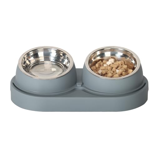 Doppelkatzen-Schalen und Futterschalen,Erhöhte Schüssel aus Edelstahl, geneigt, Futternapf und Futterschüsseln, Futterschalen für Hunde und Katzen cat Feeder von UBPET