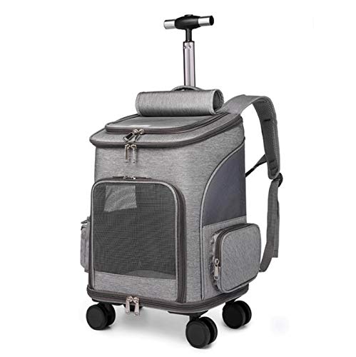 UCARE Haustier-Trolley-Tasche Katzentasche Trolley Case Haustier mit verstellbarem Schultergurt und Rädern 32 * 26 * 49cm (Grau) von UCARE