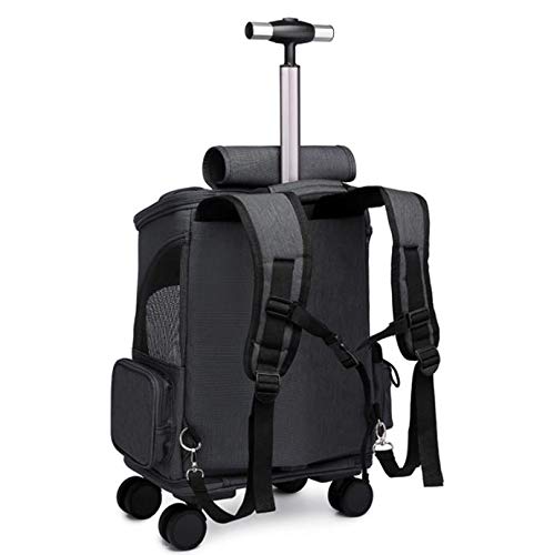 UCARE Haustier-Trolley-Tasche Katzentasche Trolley Case Haustier mit verstellbarem Schultergurt und Rädern 32 * 26 * 49cm (Hellgrau) von UCARE