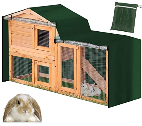 UCARE Kaninchenstallabdeckung Dreieck 420D Oxford Wasserdicht Staubdicht Meerschweinchen Tier Bunny Käfig Schutzhülle für Katzen Hamster Kätzchen Haustiere Haus Zubehör im Winter mit Reißverschlüssen von UCARE