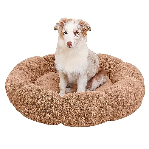 UCCY Beruhigendes Hundebett für kleine Hunde, 78,7 cm, Donut-rundes flauschiges Welpenbett für Hunde und Katzen, innen zur Anti-Angst- und Schlafverbesserung (Medium, Braun) von UCCY