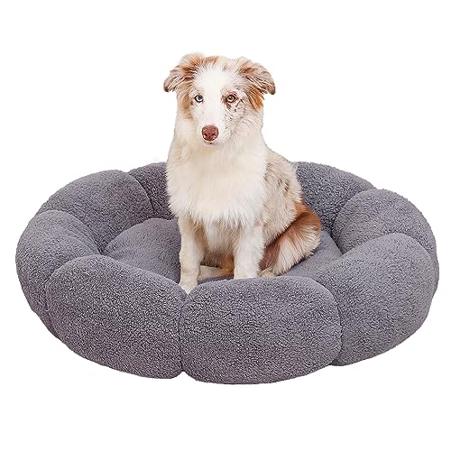 UCCY Beruhigendes Hundebett für kleine Hunde, 78,7 cm, Donut-rundes flauschiges Welpenbett für Hunde und Katzen, innen zur Anti-Angst- und Schlafverbesserung (Medium, Dunkelgrau) von UCCY
