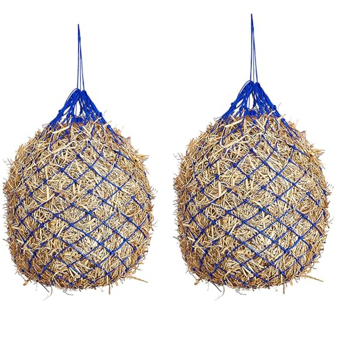 UCK-KIT 2er-Pack Pferdefuttersack, 2 x 2 Zoll Löcher hängendes Heunetz mit langsamem Futter, Anzug für Kuhziege Pferd,Blau UCK-KIT 2er-Pack Pferdefuttersack, 2 x 2 Zoll Löcher hängendes Heunetz mit langsamem Futter, Anzug für Kuhziege Pferd,Blau von UCK-KIT