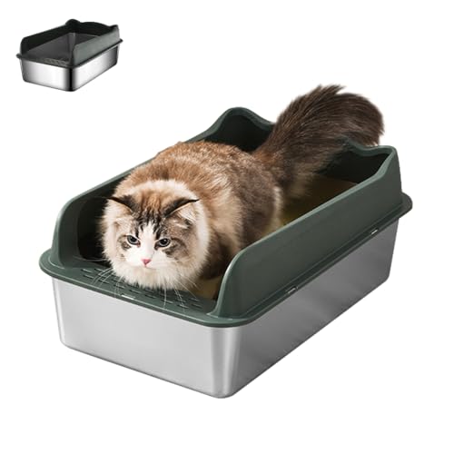 UCK-KIT Edelstahl-Katzenstreuablett mit abnehmbarem Gehäuse, hochseitiger Katzenstreubox-Anti-Spillage, Nicht schicke, Metallkatze Katzentablett für große Katzen,Grün,Medium UCK-KIT Edelstahl-Katzenstreuablett mit abnehmbarem Gehäuse, hochseitiger Katzenstreubox-Anti-Spillage, Nicht schicke, Metallkatze Katzentablett für große Katzen,Grün,Medium von UCK-KIT