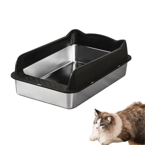 UCK-KIT Edelstahl-Katzenstreuablett mit abnehmbarem Gehäuse, hochseitiger Katzenstreubox-Anti-Spillage, Nicht schicke, Metallkatze Katzentablett für große Katzen,Schwarz,Medium UCK-KIT Edelstahl-Katzenstreuablett mit abnehmbarem Gehäuse, hochseitiger Katzenstreubox-Anti-Spillage, Nicht schicke, Metallkatze Katzentablett für große Katzen,Schwarz,Medium von UCK-KIT
