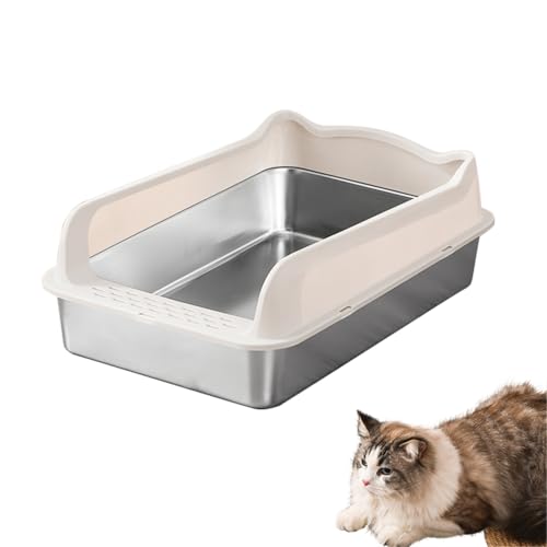 UCK-KIT Edelstahl-Katzenstreuablett mit abnehmbarem Gehäuse, hochseitiger Katzenstreubox-Anti-Spillage, Nicht schicke, Metallkatze Katzentablett für große Katzen,Weiß,Medium UCK-KIT Edelstahl-Katzenstreuablett mit abnehmbarem Gehäuse, hochseitiger Katzenstreubox-Anti-Spillage, Nicht schicke, Metallkatze Katzentablett für große Katzen,Weiß,Medium von UCK-KIT