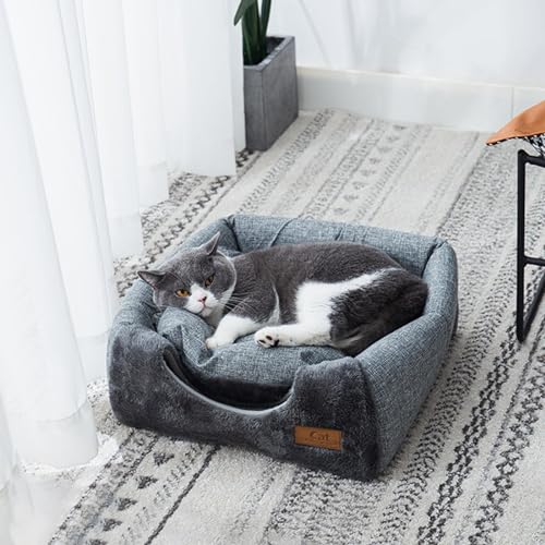Selbstwärmendes Plüsch-Haustierbett, Haustierbett, Katzenhaus-Zelt mit abnehmbarem, waschbarem, gepolstertem Kissen, dreieckiges Katzenhaus für Wintertiere und Katzen Selbstwärmendes Plüsch-Haustierbett, Haustierbett, Katzenhaus-Zelt mit abnehmbarem, waschbarem, gepolstertem Kissen, dreieckiges Katzenhaus für Wintertiere und Katzen von UCSUSA