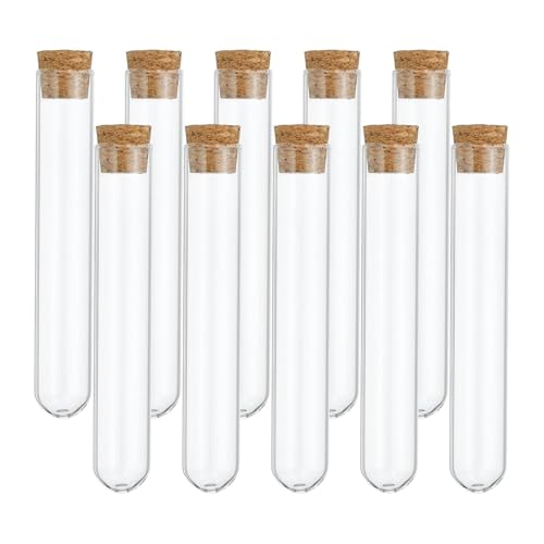 Reagenzgläser aus Glas, Mini-Glasflaschen, 10 Stück/Los, Durchmesser 12–35 mm, klare Reagenzglasbehälter mit rundem Boden und Korken for Heimwerkerarbeiten, Laborgebrauch, Dekoration oder Geschenke(22 von UDJKSHAL