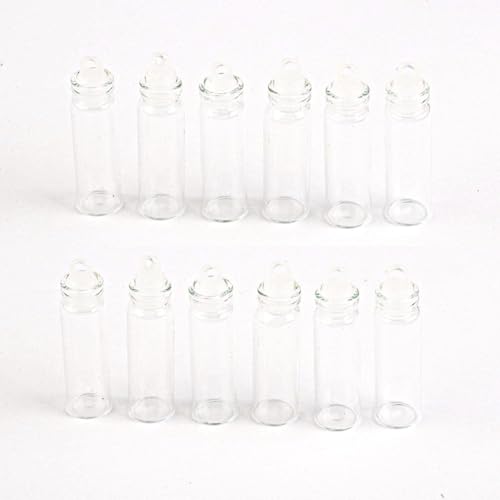 Reagenzgläser aus Glas, Mini-Glasflaschen, Gläser, 10 Stück 1 ml/2 ml, Miniatur-Glasflaschen-Anhänger mit Gummistopfen for Heimwerker- und Basteldekoration(1ml) von UDJKSHAL