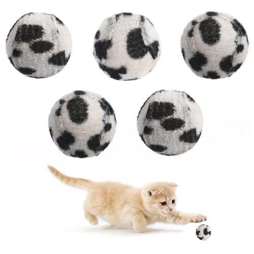 UEETEK 5 x Katzenball-Spielzeuge, Durchmesser 3,6 cm, Leoparden-Druck, Plüsch-Tennisbälle, lustige Spielbälle für Haustiere, Katzen, Kätzchen (zufällige Farbe) von UEETEK