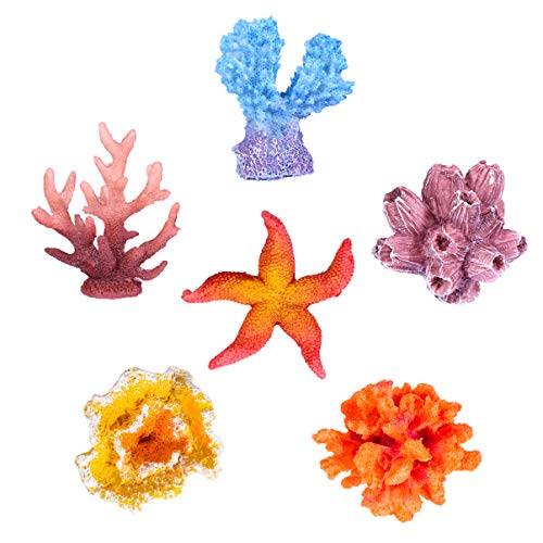 UEETEK 6 Pcs Multicolor Aquarium Dekoration Künstliche Sea Star Fake Coral Verstecken Ornament für Fisch Tank Dekoration von UEETEK