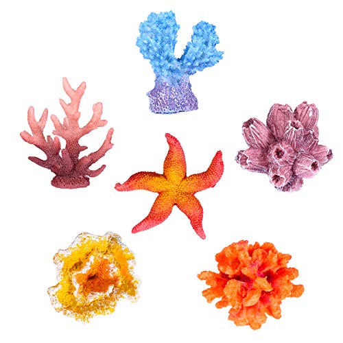 UEETEK 6 Stück Multicolor Aquarium Decor Künstliche Meer Star Gefälschte Korallen Versteckt Ornament für Aquarium Dekoration von UEETEK