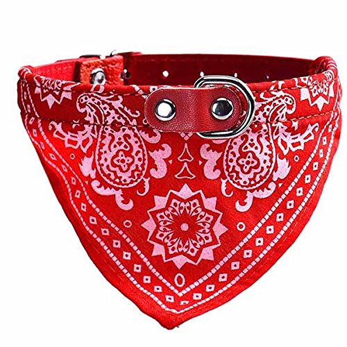 UEETEK Halsband mit Tuch verstellbare Bandana Hals Tuch für Hunde Katze - Größe M (rot) von UEETEK