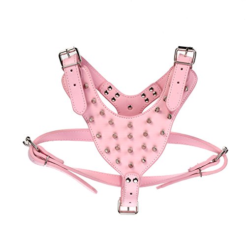 UEETEK Hundegeschirr, mit Nieten, aus Polyurethan, für kleine, mittelgroße und große Hunde (Pink) von UEETEK