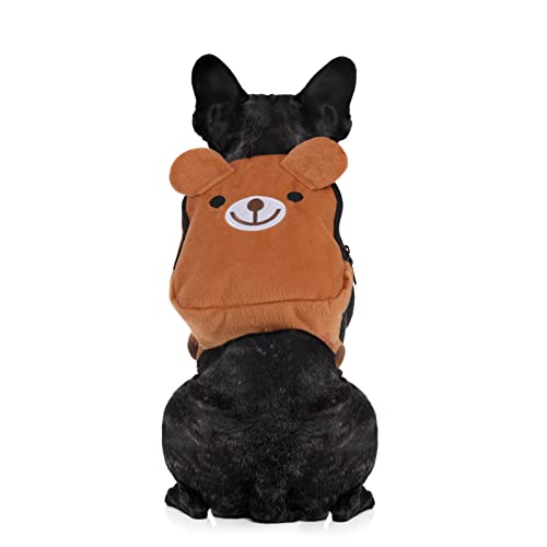 UEETEK Hunderucksack Satteltasche verstellbar Haustier Geschirr Tasche für Outdoor Reisen Wandern Camping Training (braun) von UEETEK