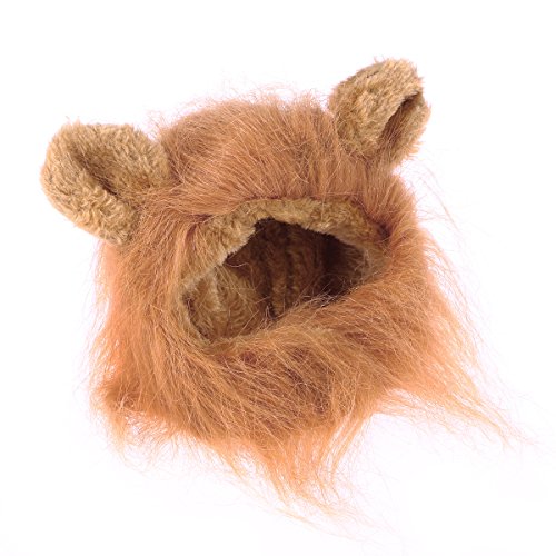UEETEK Löwenmähne für Katzen, süße Löwen Kostüm Cosplay Perücke für Haustier Kleine Hunde Katzen (Hellbraun) von UEETEK