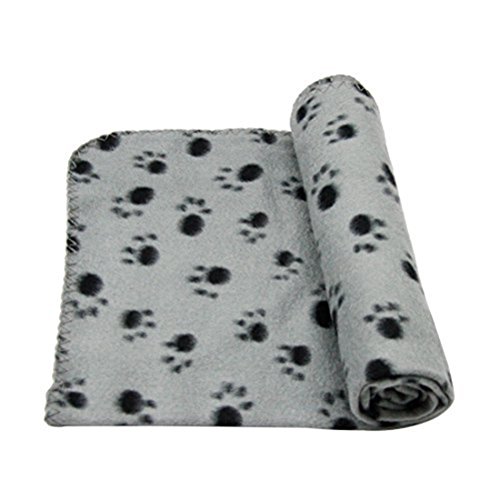 UEETEK Pet Dog Cat Paw Print Fleece Überwurf Decke (Grau) von UEETEK