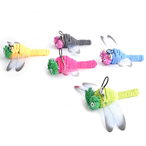Ueetek Ersatz-Katzenfederspielzeug, mit Libelle, zum Spielen für drinnen, 5 Stück von UEETEK