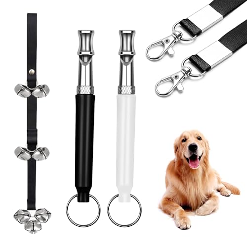 UEPOA Hundepfeife Rütter Rückruf, 2 Stück Hundepfeife Hochfrequenz Lautlos mit Haustier Training Türklingel Erziehungshilfen für Pfeife Hund (Schwarz, Weiß) von UEPOA