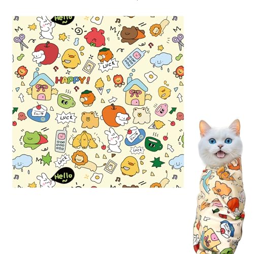 UEPOA Katzenpflege Wickeltuch, 55x55 cm Katzenpflege Wrap Weich Selbsthaftend Cat Wrap Katzen Beruhigung für Katzen zum Krallenschneiden für Medikamente von UEPOA