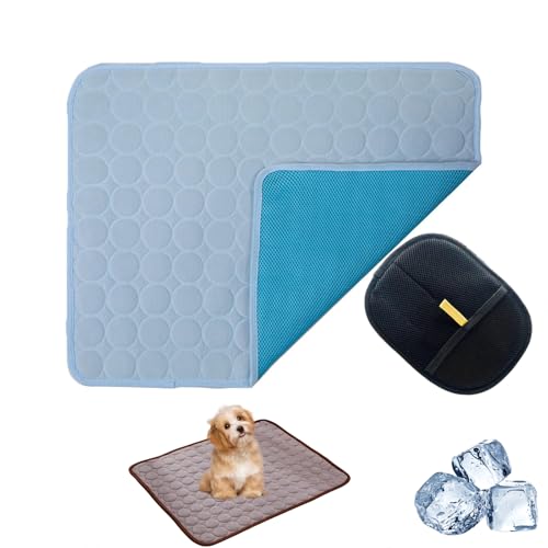 UERSUR Paw Frost Mat for Cats Dogs,2025 Upgrade 3-Layer System Self-Cooling Mat,Cooling Mat for Dogs,Pet Washable for Home,Car,Garden or On The Go (Light Blue, S(3 kg oder weniger)) von UERSUR