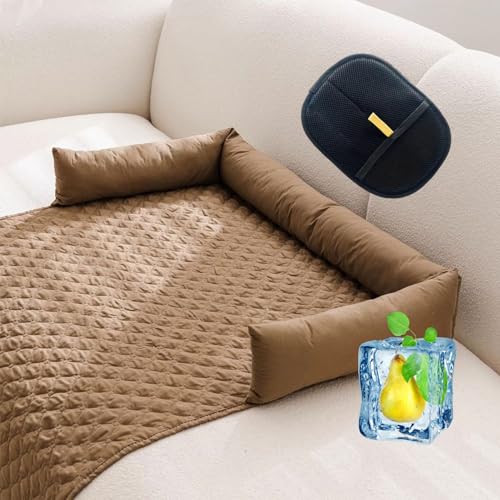 UERSUR Pelsbarn Heat Relief Cooling Dog Bed,Machine Washable Cooling Dog Cat Sofa Bed,Keep Your Cat Comfortable (Braun, 90 * 135cm) von UERSUR