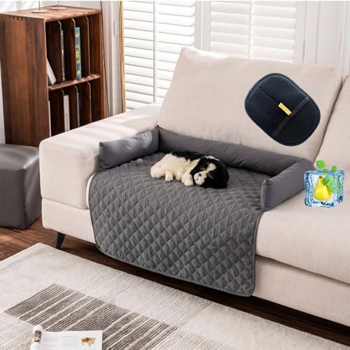 UERSUR Pelsbarn Heat Relief Cooling Dog Bed,Machine Washable Cooling Dog Cat Sofa Bed,Keep Your Cat Comfortable (Dunkel grau, 90 * 135cm) von UERSUR
