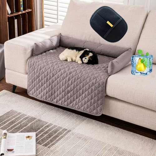 UERSUR Pelsbarn Heat Relief Cooling Dog Bed,Machine Washable Cooling Dog Cat Sofa Bed,Keep Your Cat Comfortable (Grau, 90 * 135cm) von UERSUR